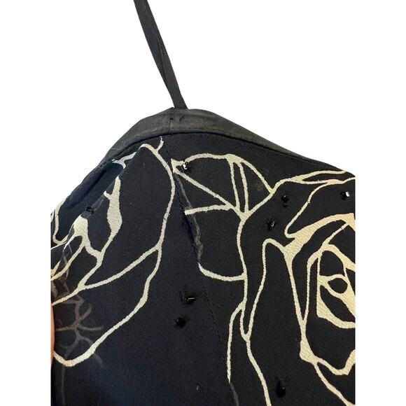 Vintage Y2K Gilar Black 100% Silk Beaded Ruffle Tiered Dress Beaded Size 4 - Picture 13 of 16